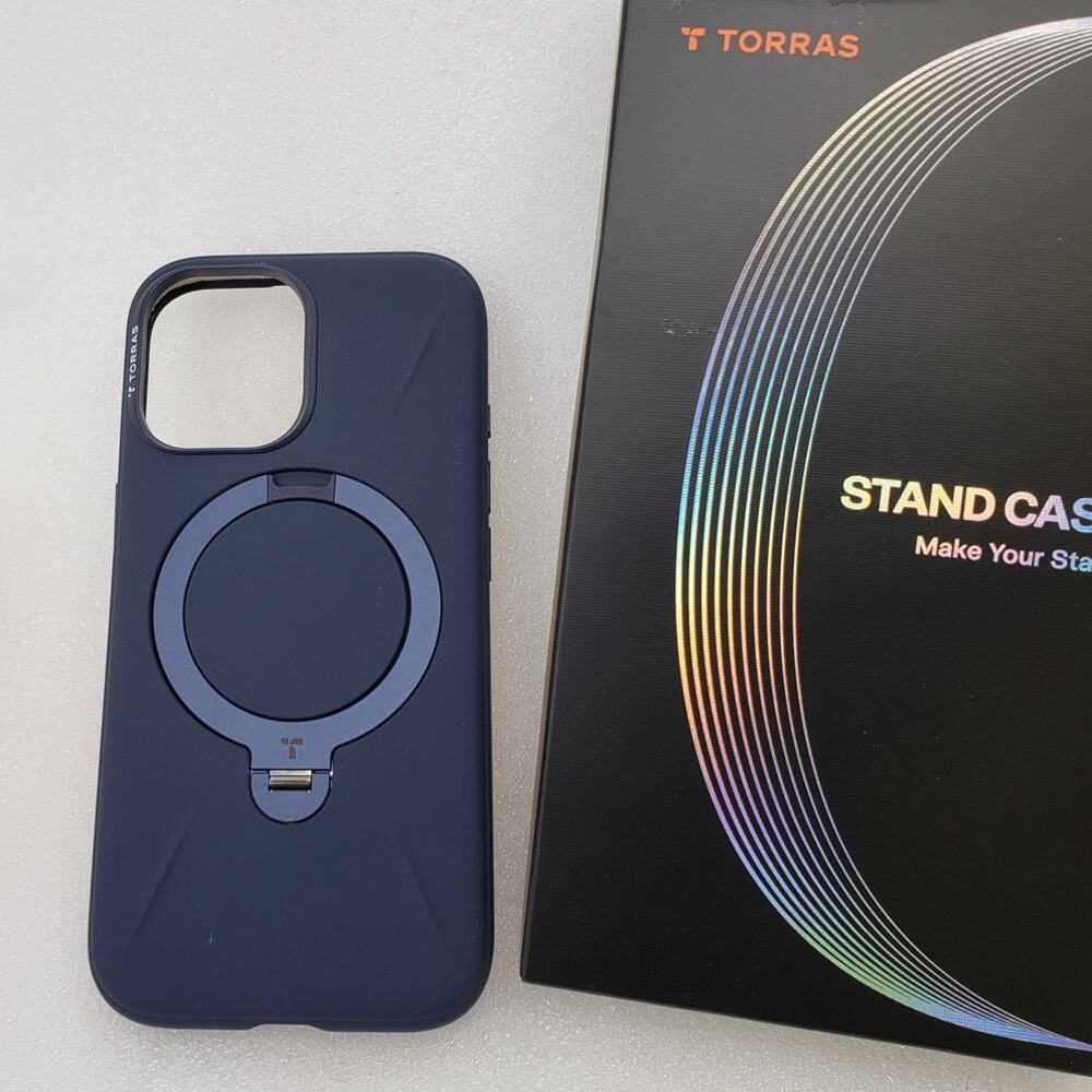 TORRAS Ostand O3 Silicone Case for iPhone 17 - Blue Magnetic Ring Stand Cover